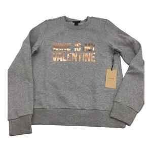 Halogen Women’s Gray Gold Graphic Sweatshirt Wine Is My Valentine Size S NWT